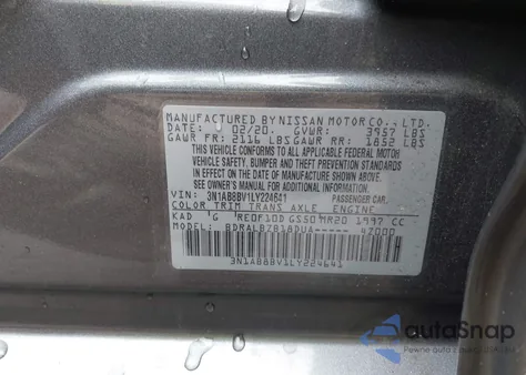 2020 Nissan Sentra S Xtronic Cvt из США, поврежденный, VIN 3N1AB8BV1LY224641